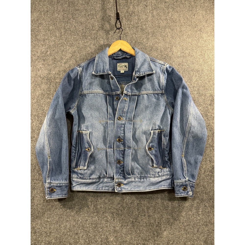 Vintage Tecovas Western Goods Austin Texas Denim Jean Men’s Jacket Size S Small